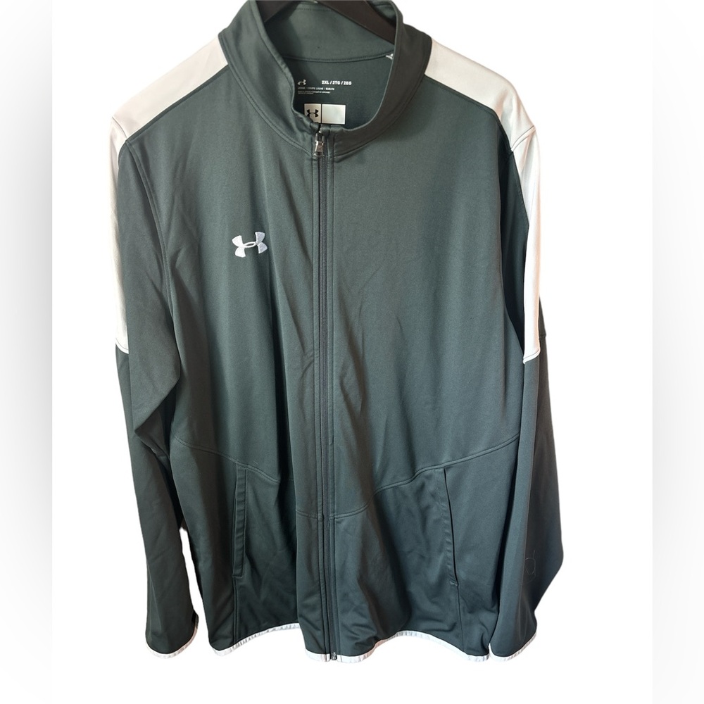 UnderArmour Rival Knit XXL full zip Jacket grey white Athleisure Sporty sideline